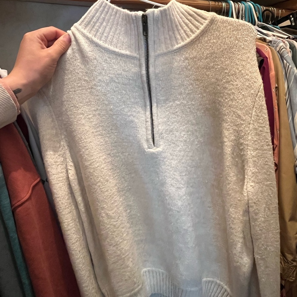 Cozy White Half-Zip Sweater
